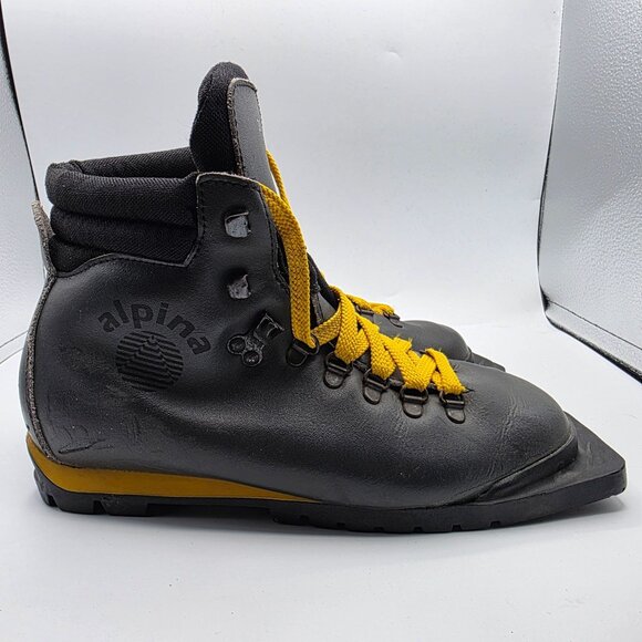 Alpina 3 Pin 75mm Nordic Norm XC Ski Boots Mens Size 39 Black Yellow Vibram - Picture 12 of 14